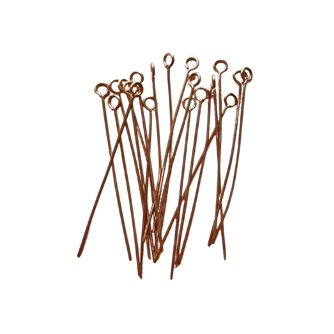 40mm Rose Gold Stainless Steel Eye Pins - earring findings for jewellery making
