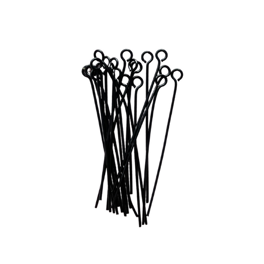 40mm Black Stainless Steel Eye Pins - earring findings for jewellery making