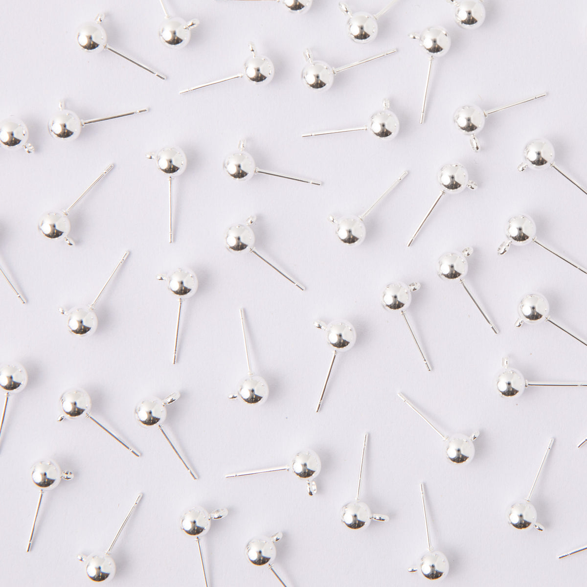Silver 6mm Ball Stud Earring Posts in Stainless Steel (304)