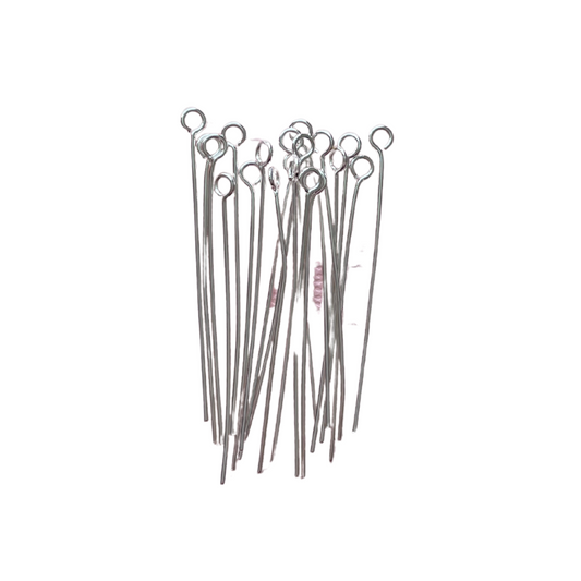 40mm Silver Stainless Steel Eye Pins - earring findings for jewellery making