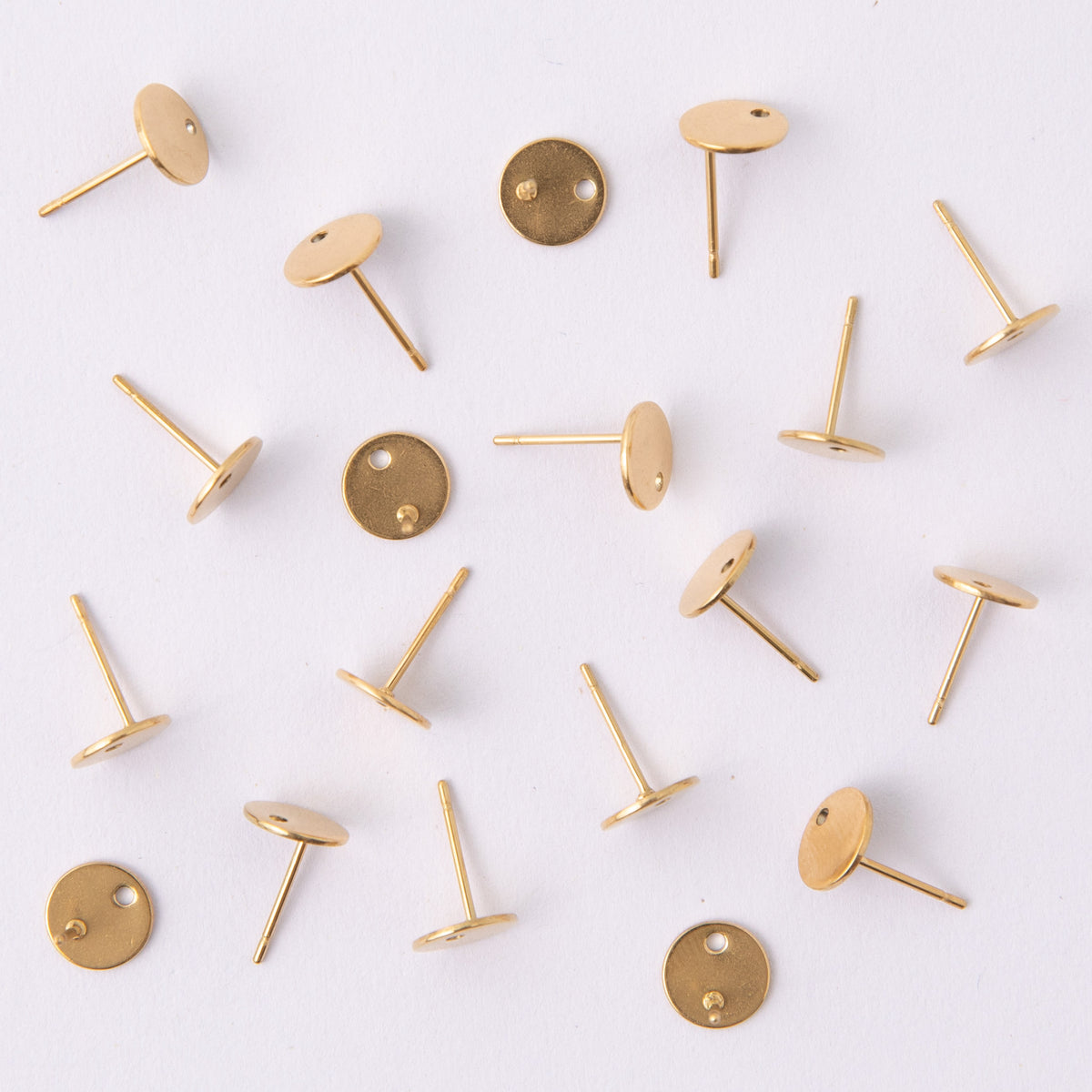 8mm Gold Circle Stud Top Earring Posts | Surgical Stainless Steel 304 ...