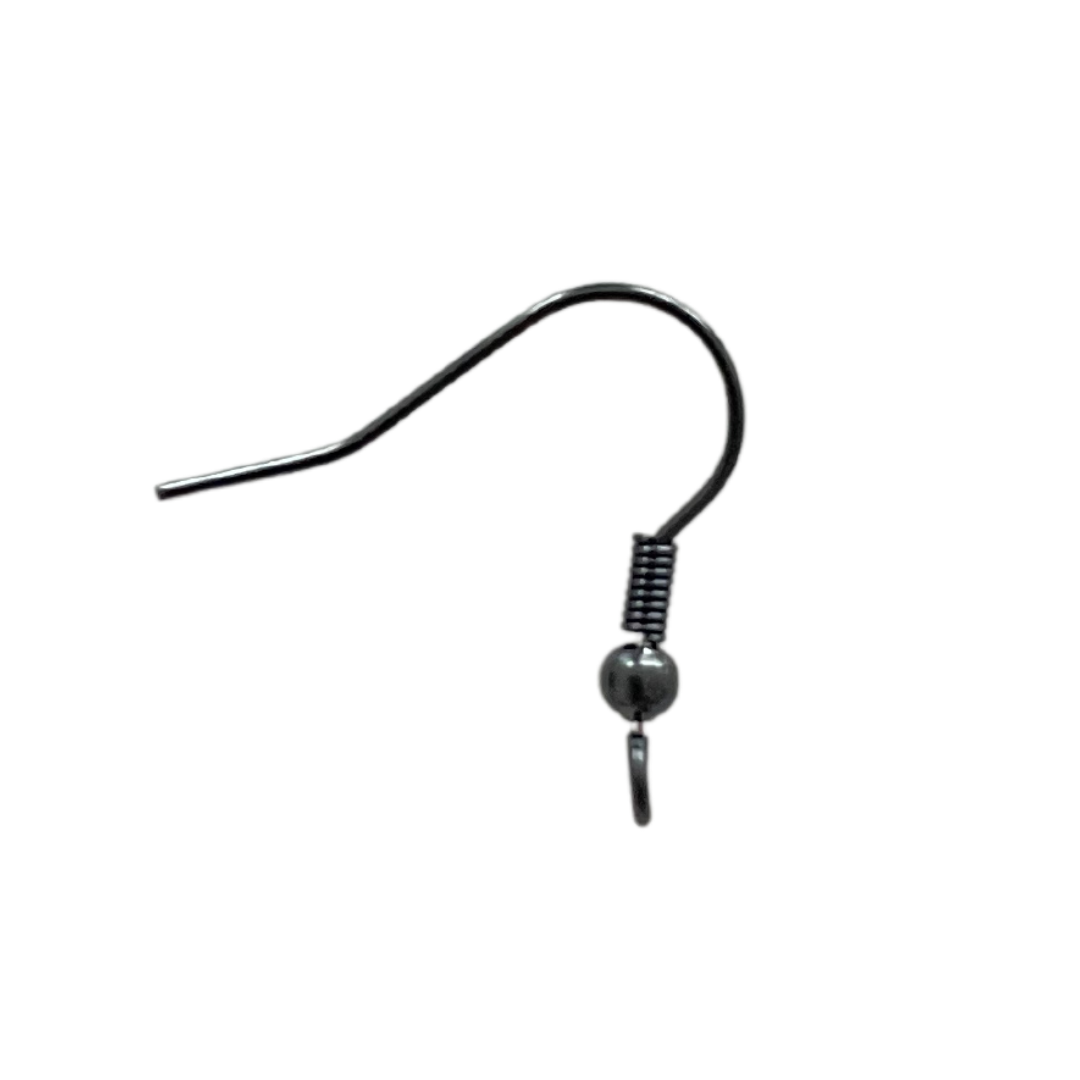 Black Stainless Steel (304) Shepherd Hook Earrings - 100 pieces