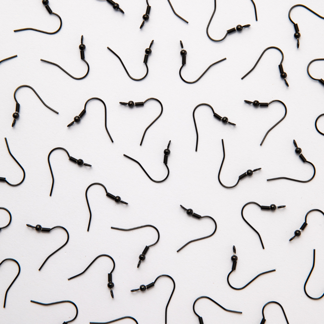 Black Stainless Steel (304) Shepherd Hook Earrings