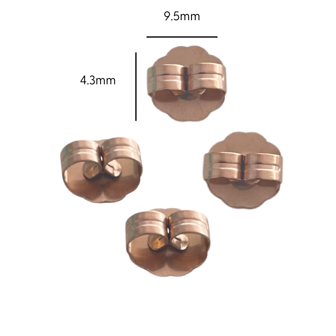 Rose Gold Large Butterfly Earring Backs Surgical Stainless Steel 304 Jewellery Supplies Co