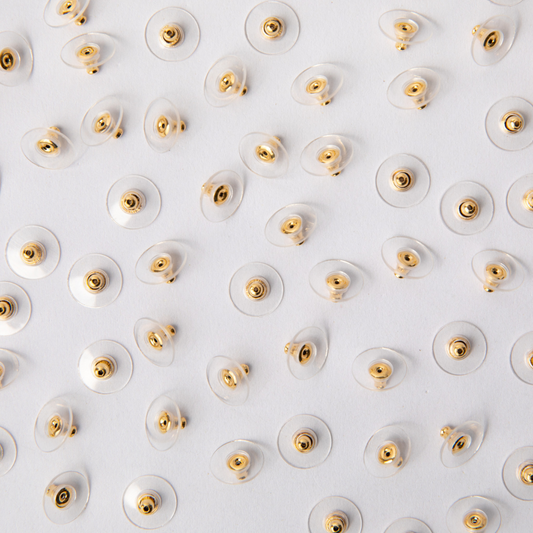 Gold Plastic Disc Earring Backs in Stainless Steel (304)