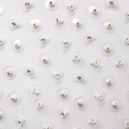 Silver Plastic Disc Earring Backs in Stainless Steel (304)